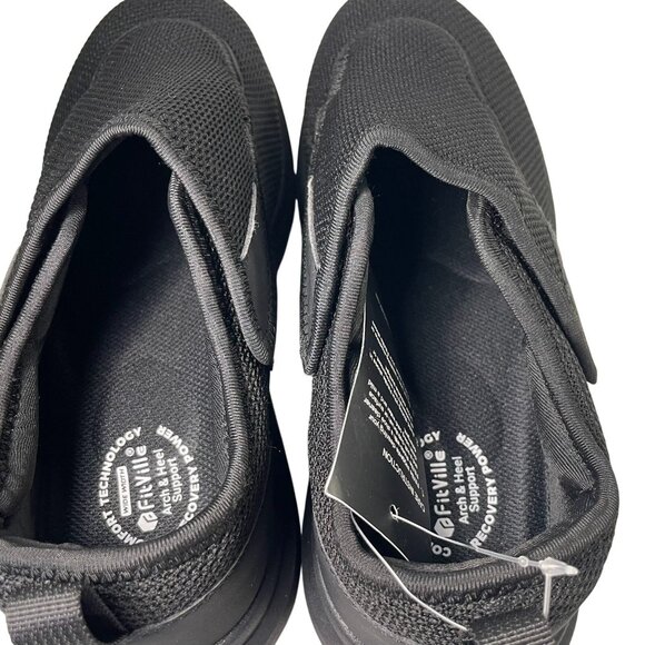 FitVille Diabetic Shoes Mens 8 EW Black Arch Heel Support Sneakers EasyTop Wings main image 9